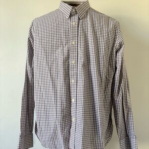 Untuckit Slim Fit Long Sleeve Shirt Men XL Gray and White Check